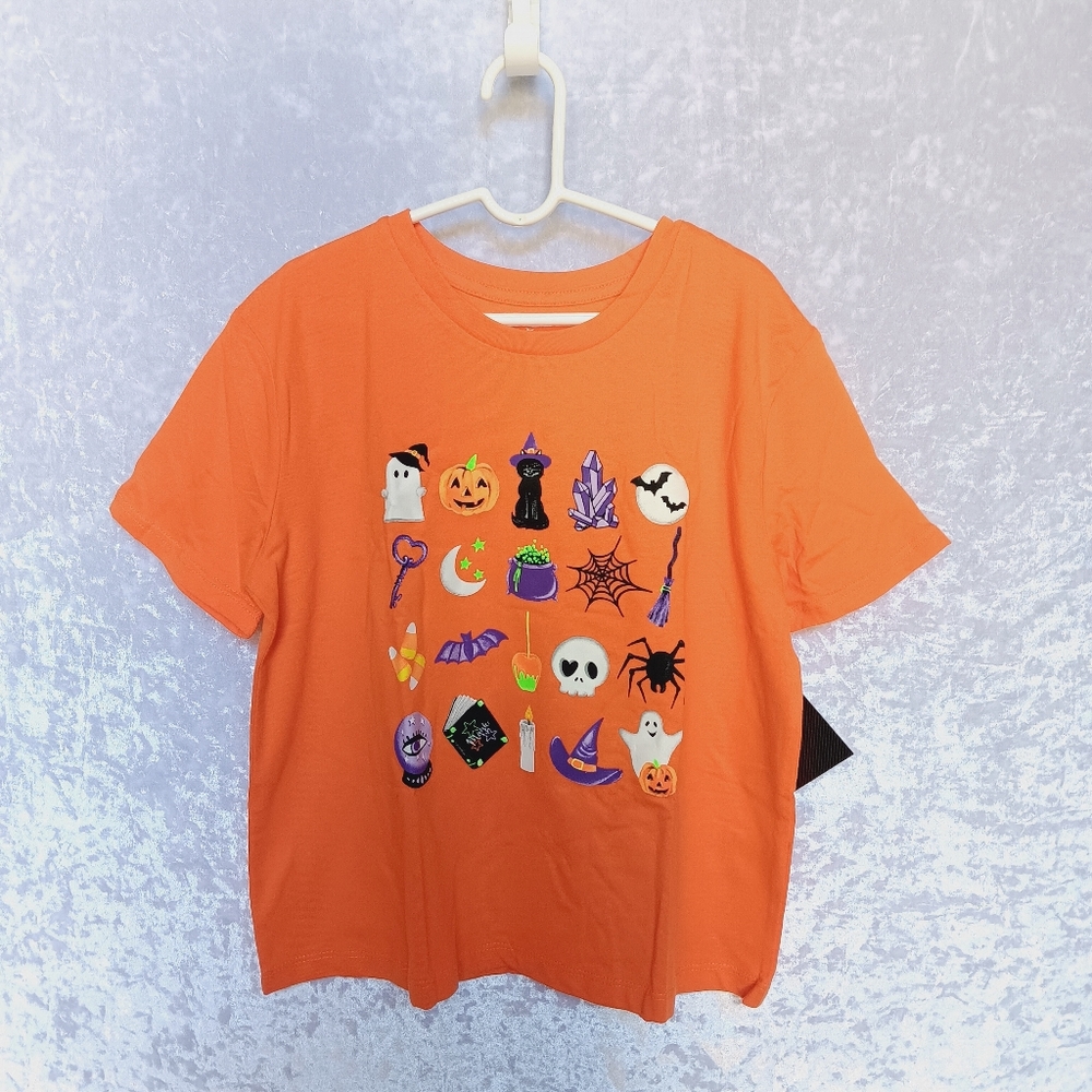 Kid's Orange Halloween Shirt Size L